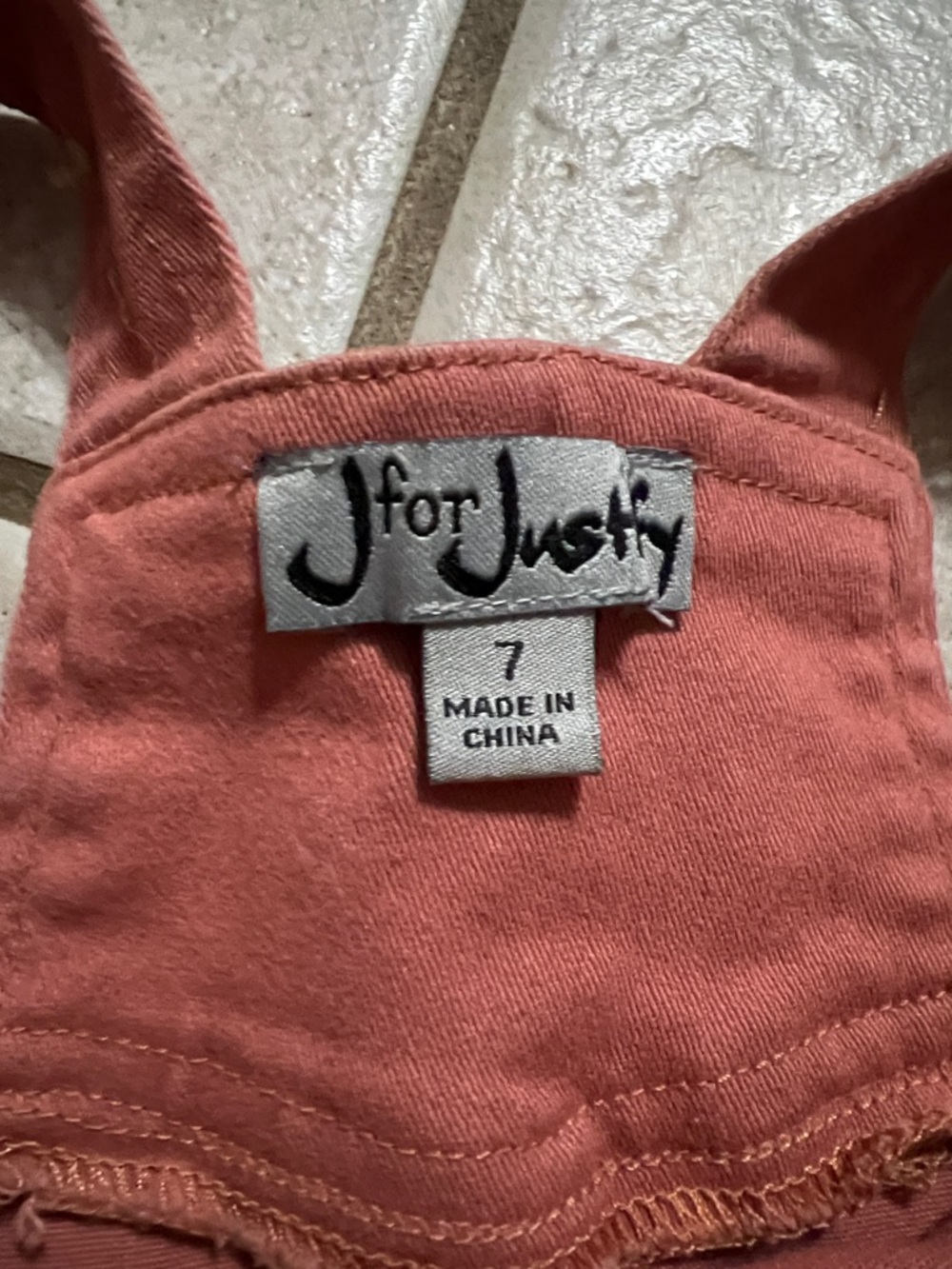 J for Justify Rust-Red Button-Front Overall Dress - Picture 2 of 4